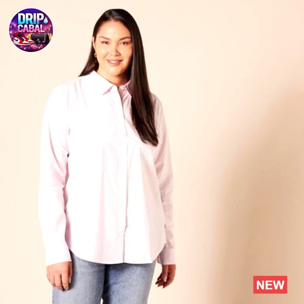 Regular Fit Long Sleeve Poplin Button Down Shirt Classic Chic Office Wear - Picture 6 of 7